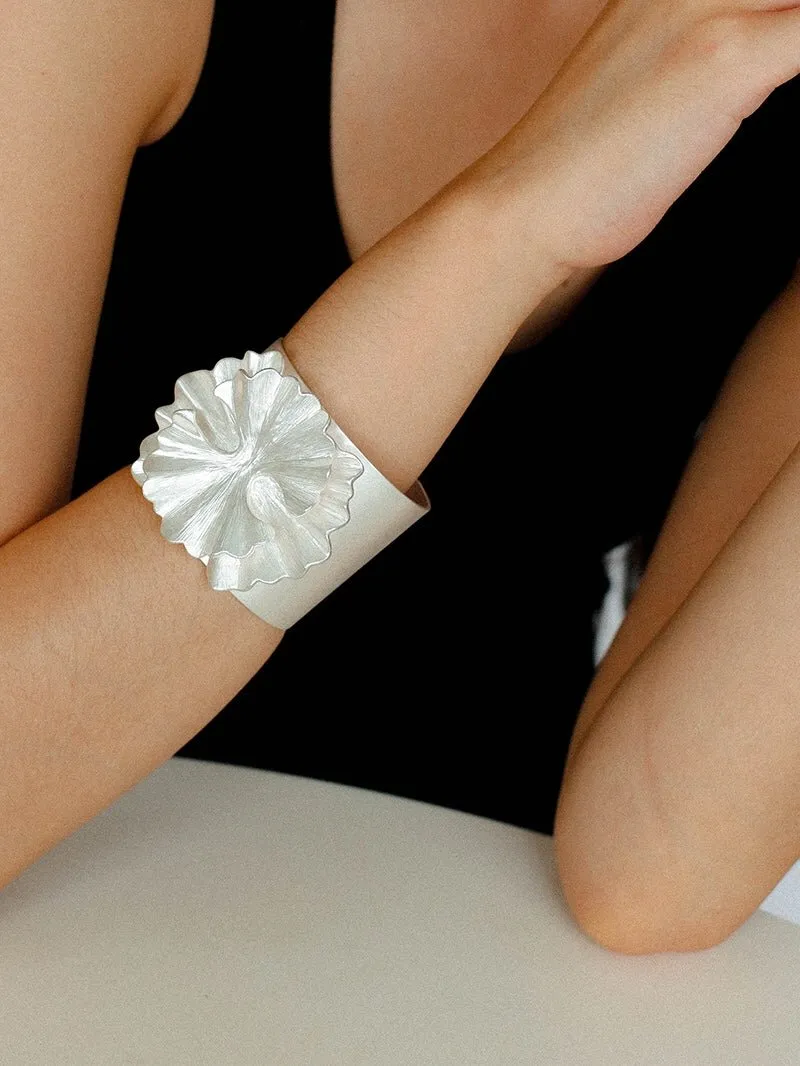 Matte Silver Series Floral Bloom Corolla Bracelet