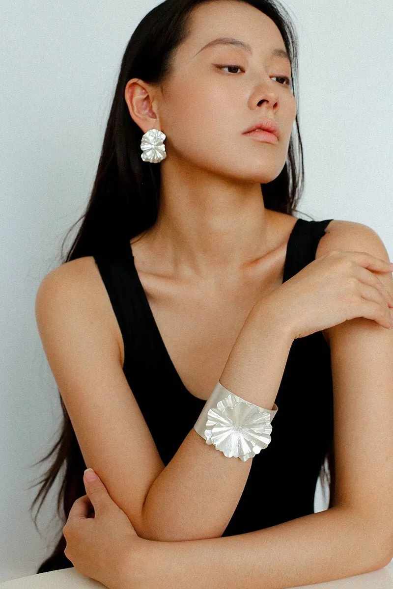Matte Silver Series Floral Bloom Corolla Bracelet