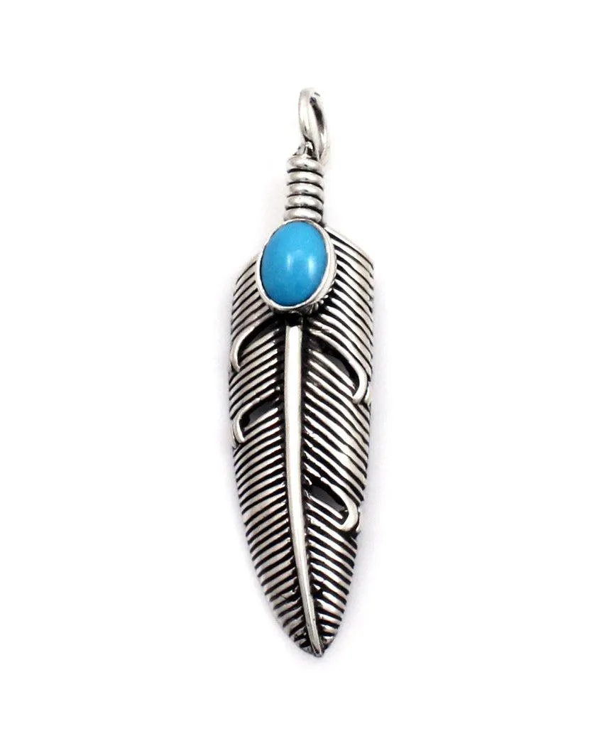 Medium Plume Eagle Feather with Turquoise