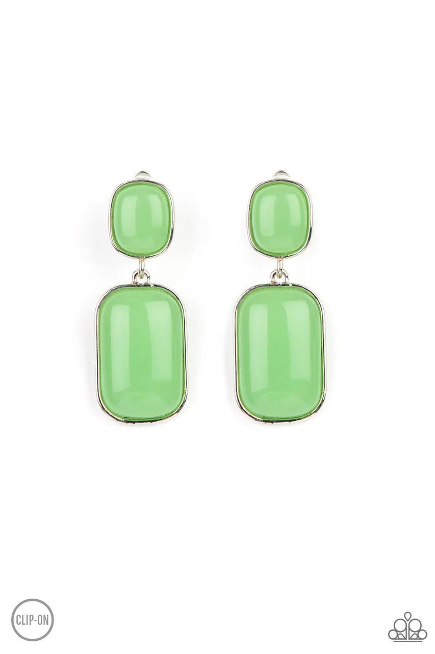 Meet Me at the Plaza Green Paparazzi Clip-On Earrings