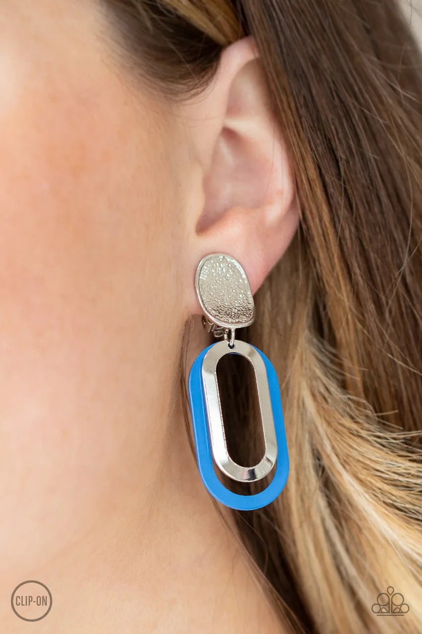 Melrose Mystery Blue Paparazzi Clip-On Earrings