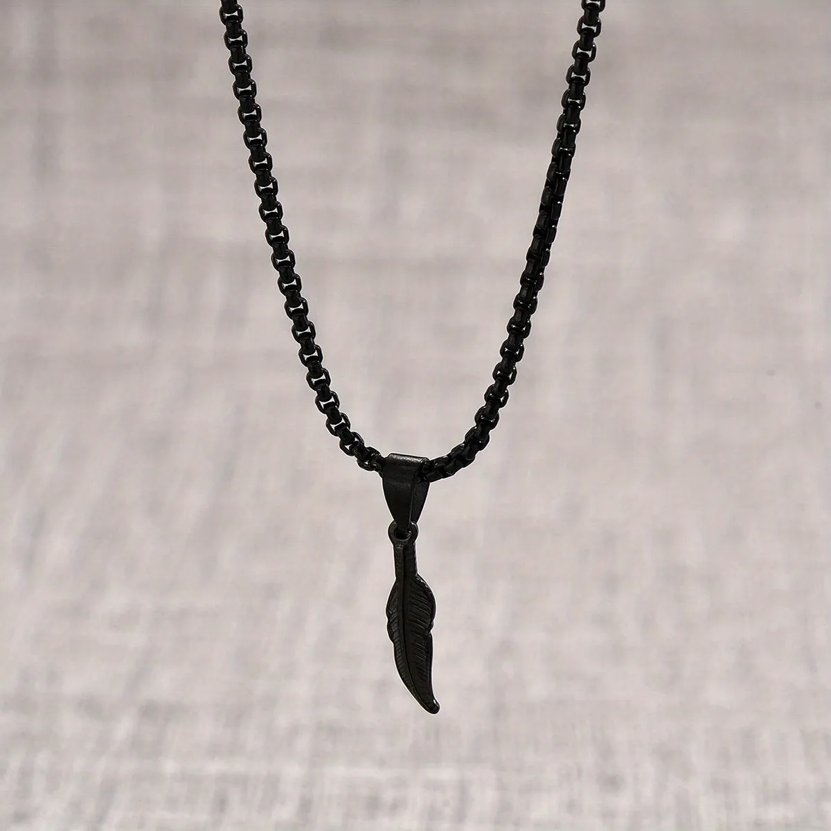 Men's Adjustable Feather Pendant Necklace