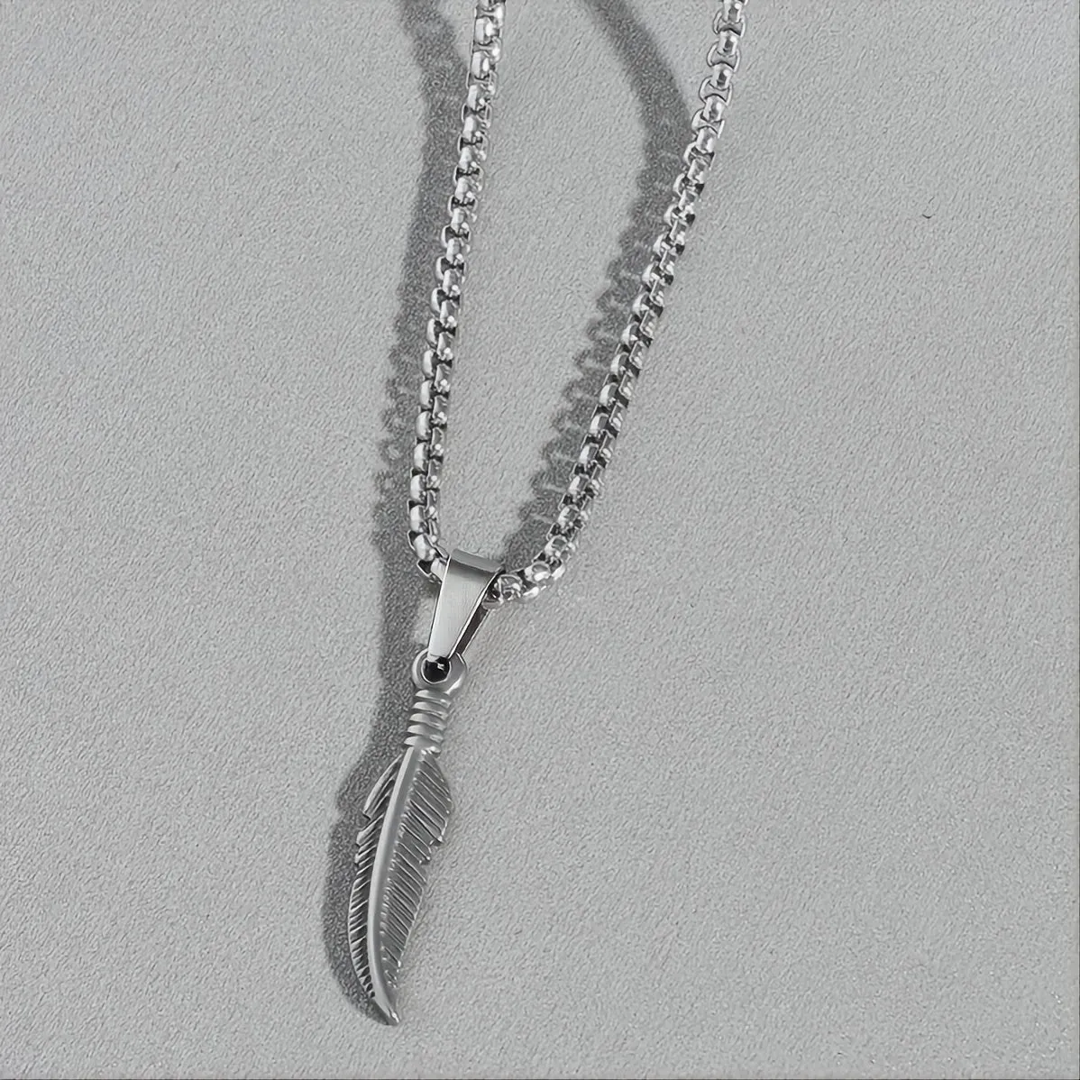 Men's Adjustable Feather Pendant Necklace