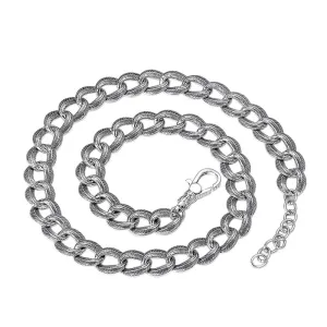 Men's Real Solid 925 Silver Miami Cuban Chain Necklaces Jewelry Fashion Feather Loop 19.6"
