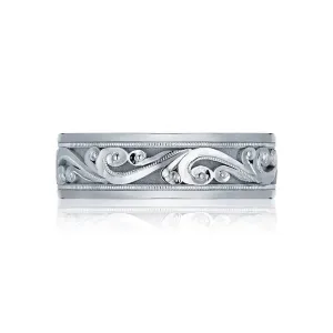 MENS SCULPTED CRESCENT WEDDING BAND
