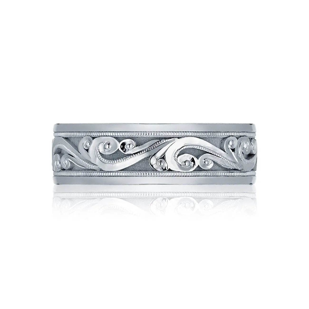 MENS SCULPTED CRESCENT WEDDING BAND