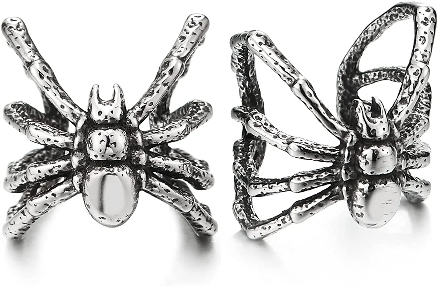 Mens Women Steel Vintage Spider Ear Cuff Ear Clip Non-Piercing Clip On Earrings
