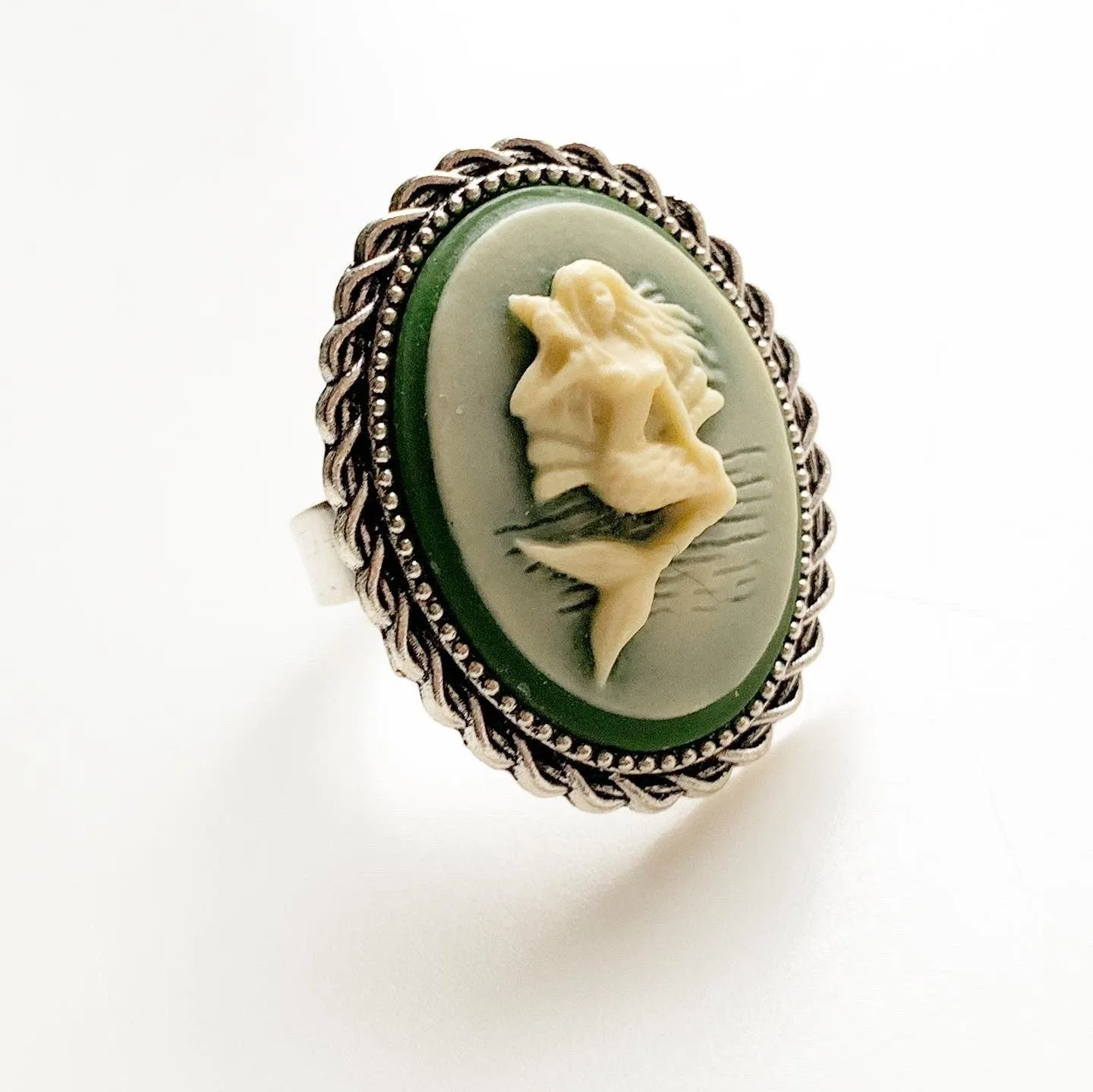 Mermaid Ring Cameo Adjustable Band