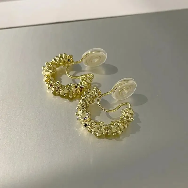 Metal C-shaped Brass Coil Earrings