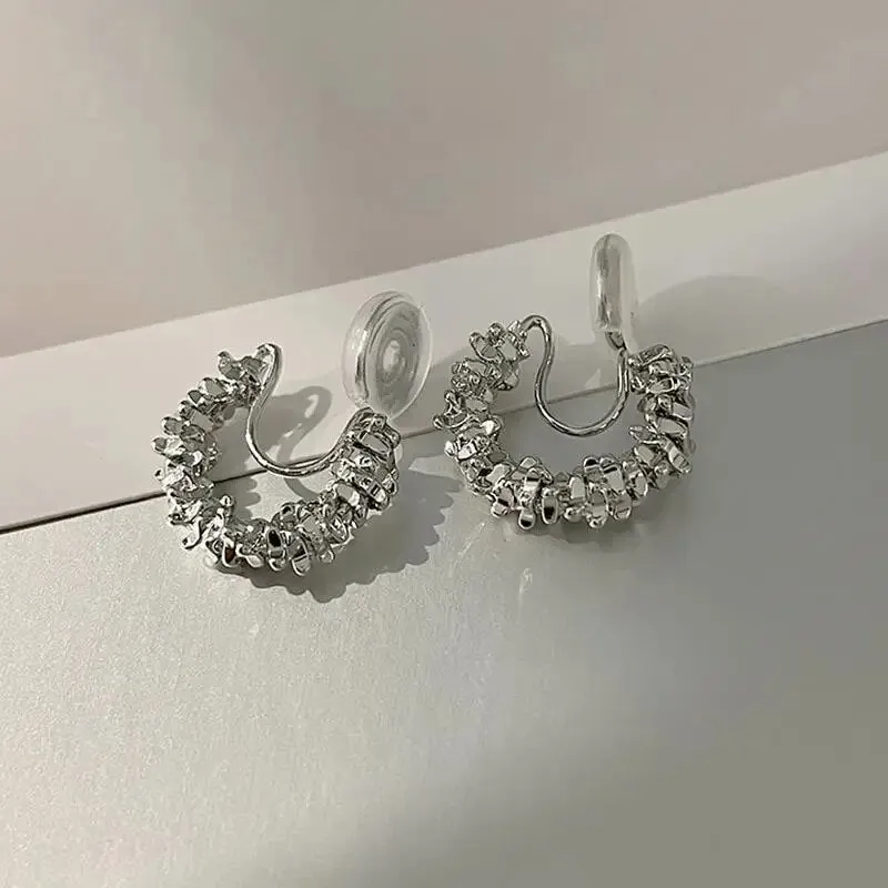 Metal C-shaped Brass Coil Earrings