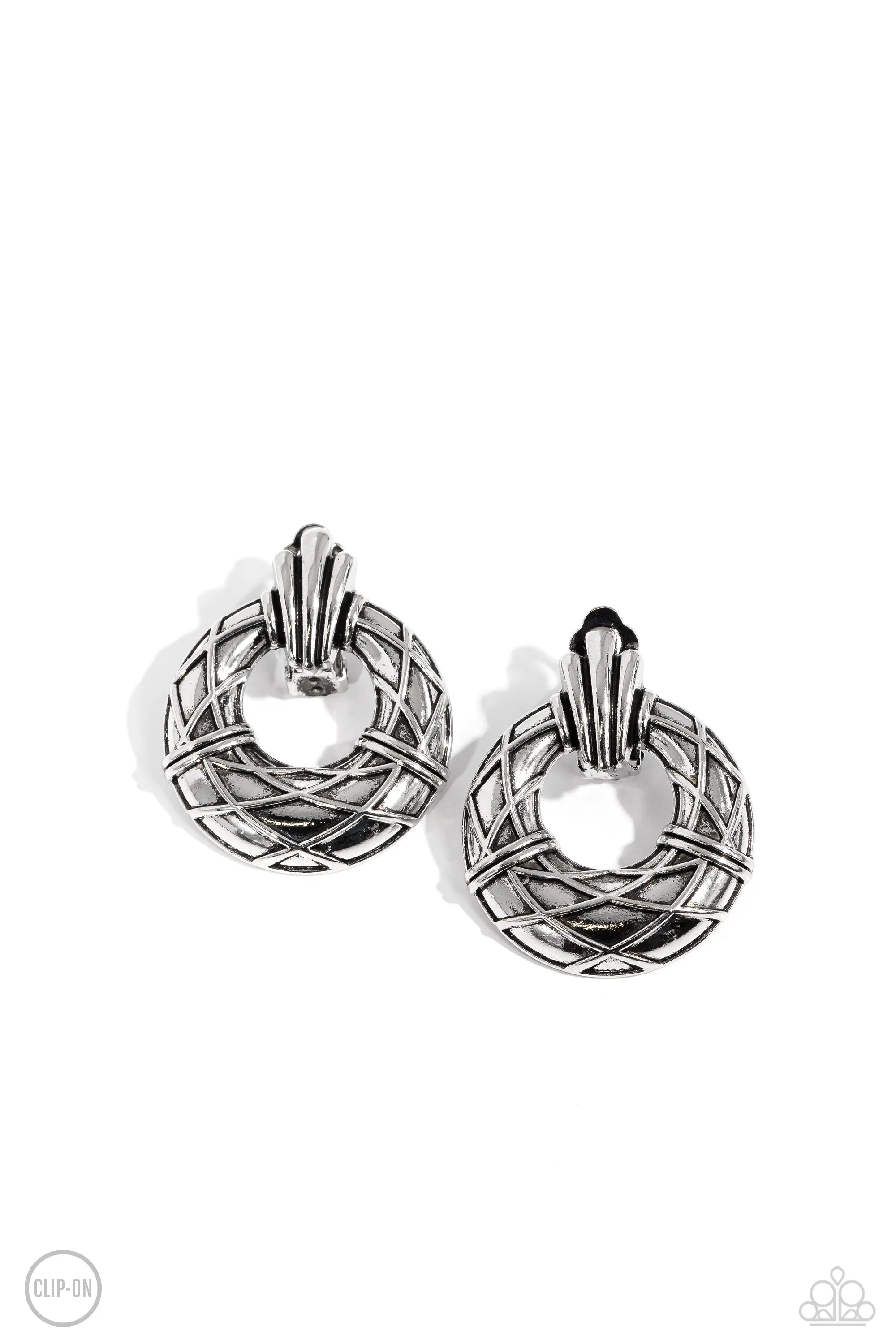Metro Voyage - Silver - Textured Hoop Paparazzi Clip-On Earrings