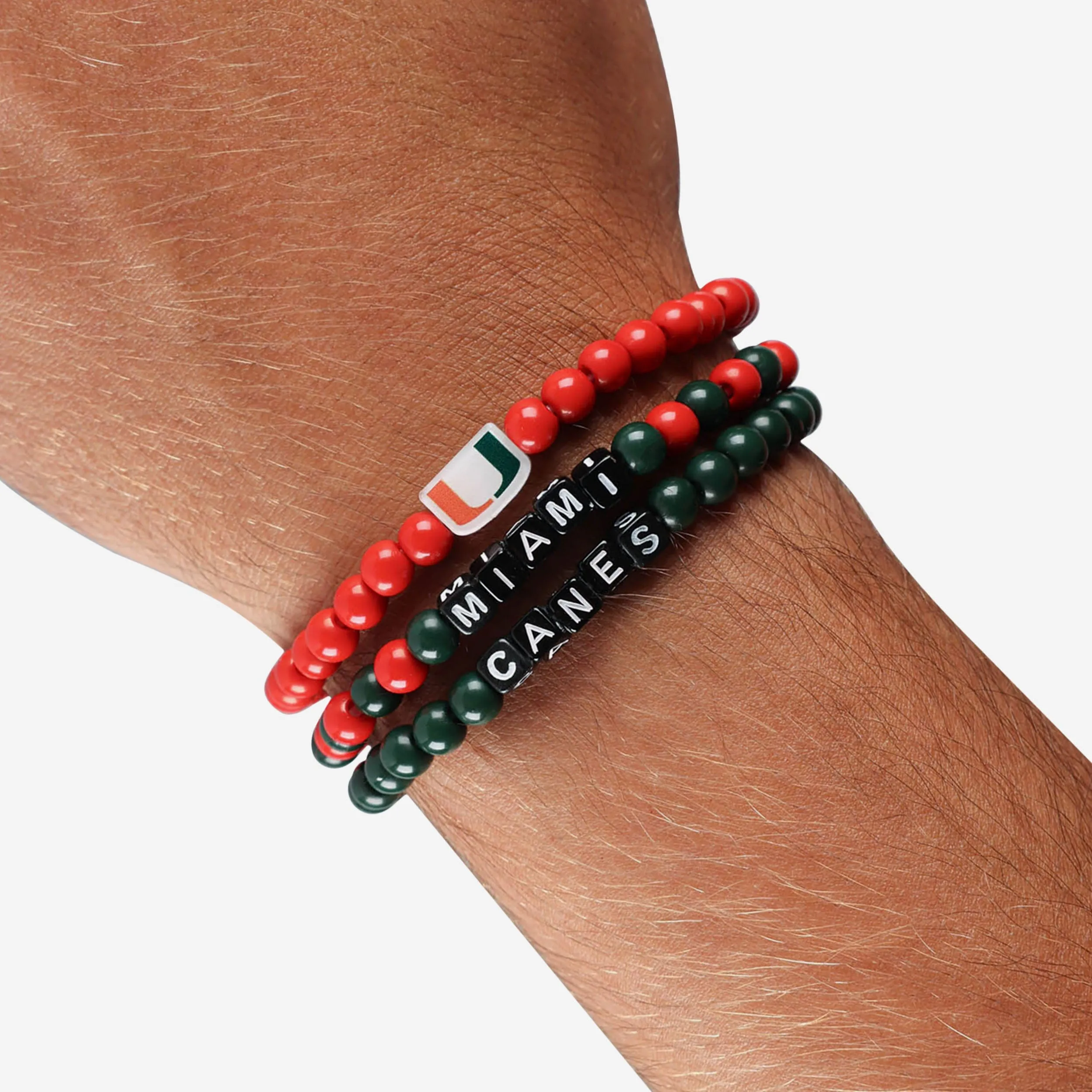 Miami Hurricanes 3 Pack Beaded Friendship Bracelet