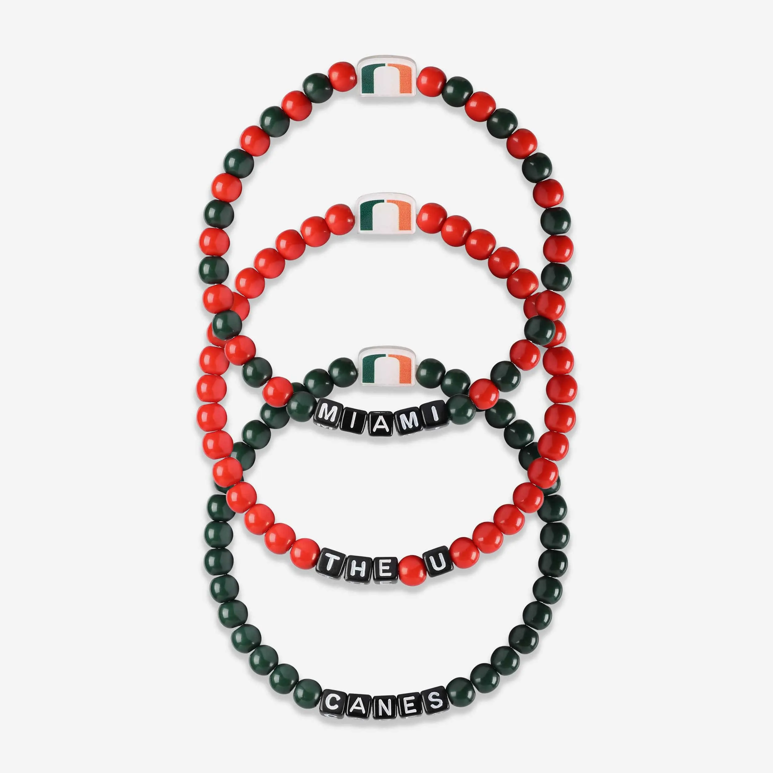 Miami Hurricanes 3 Pack Beaded Friendship Bracelet
