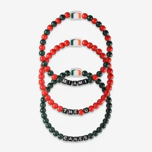 Miami Hurricanes 3 Pack Beaded Friendship Bracelet
