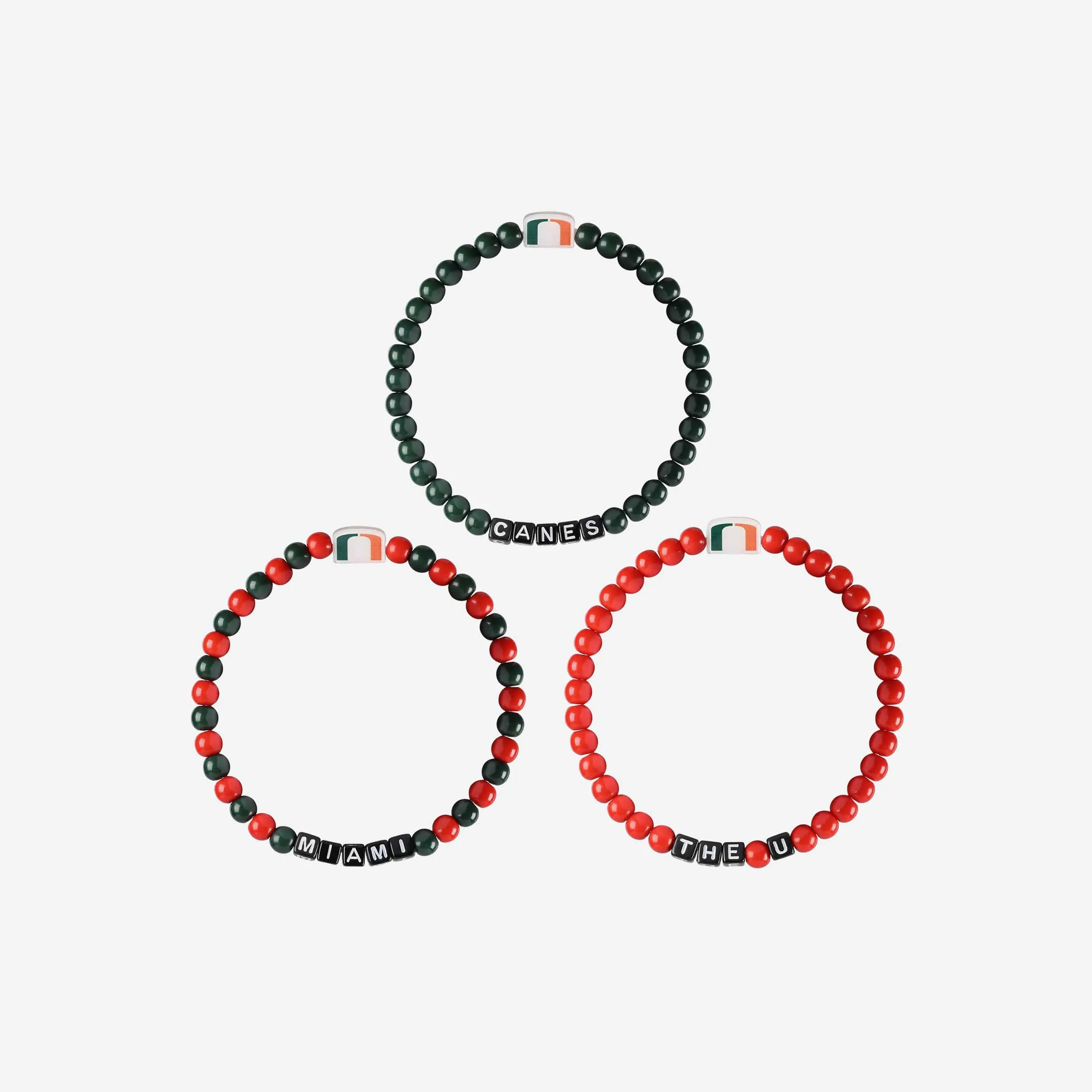 Miami Hurricanes 3 Pack Beaded Friendship Bracelet