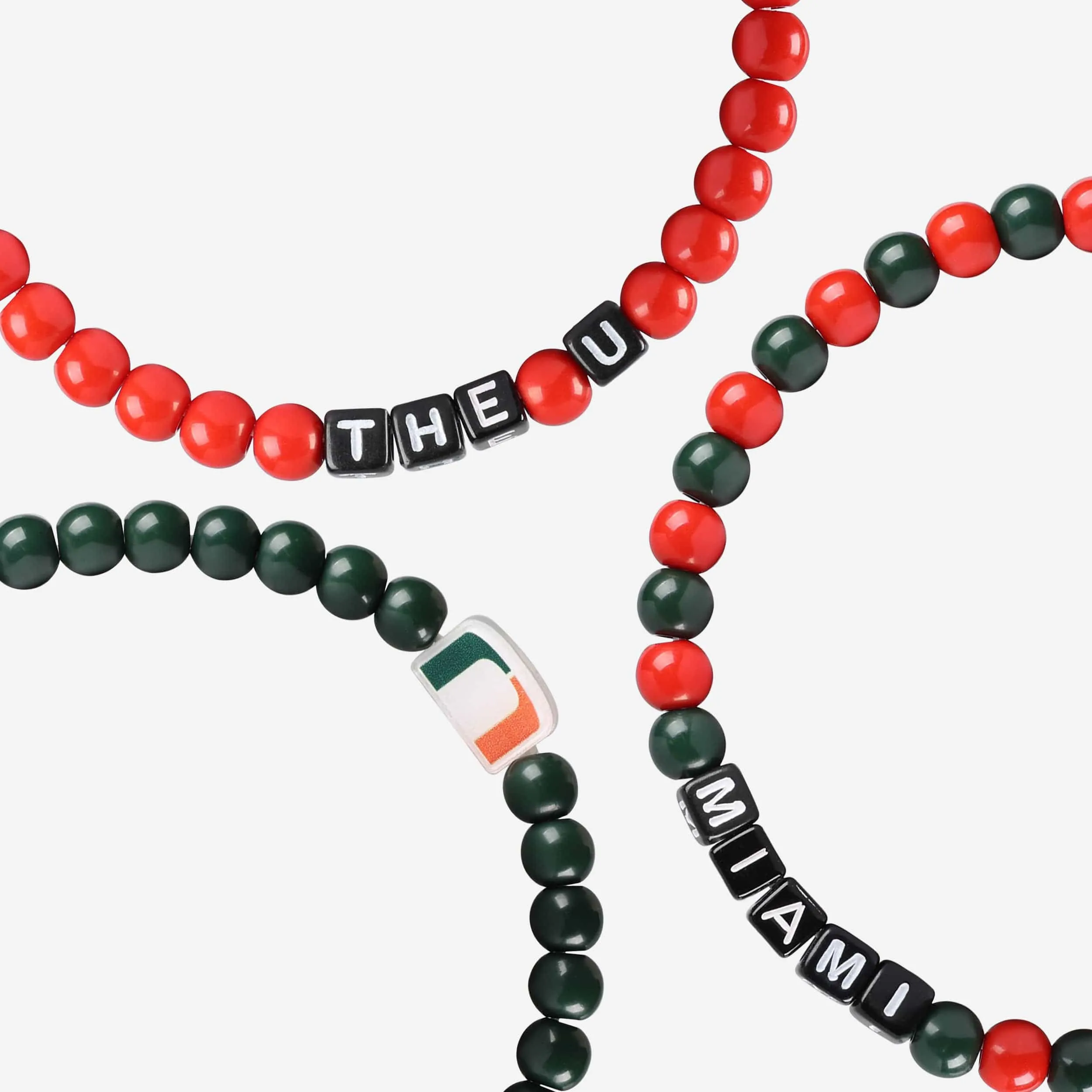 Miami Hurricanes 3 Pack Beaded Friendship Bracelet