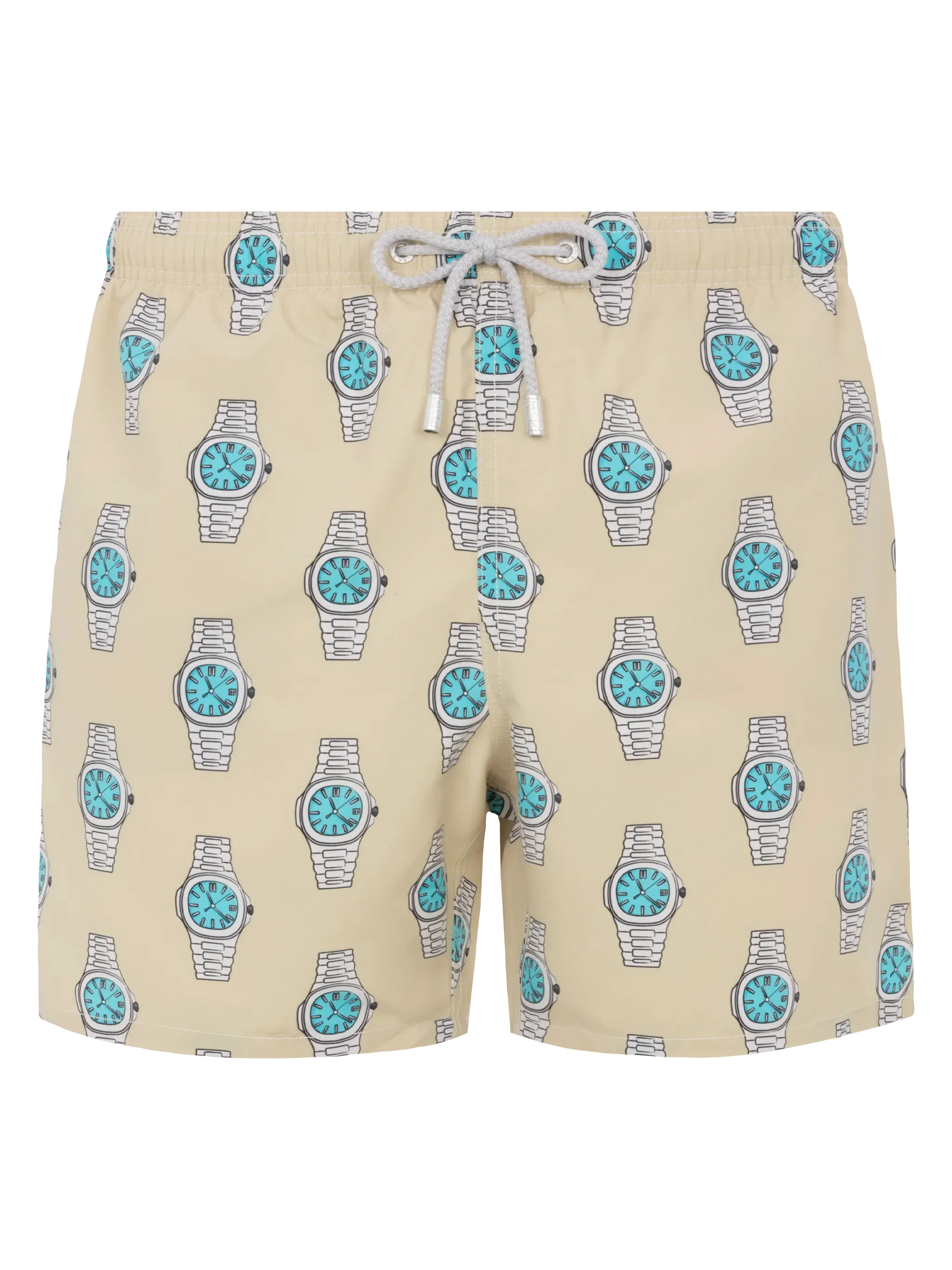 Mid-length Gustavia swim-shorts with watches print