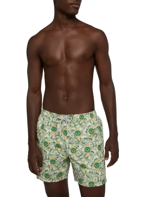 Mid-length Gustavia swim-shorts with watches print
