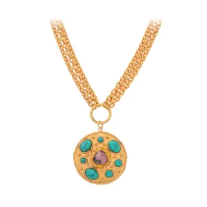 Midas Necklace with Turquoise and Rhodonite