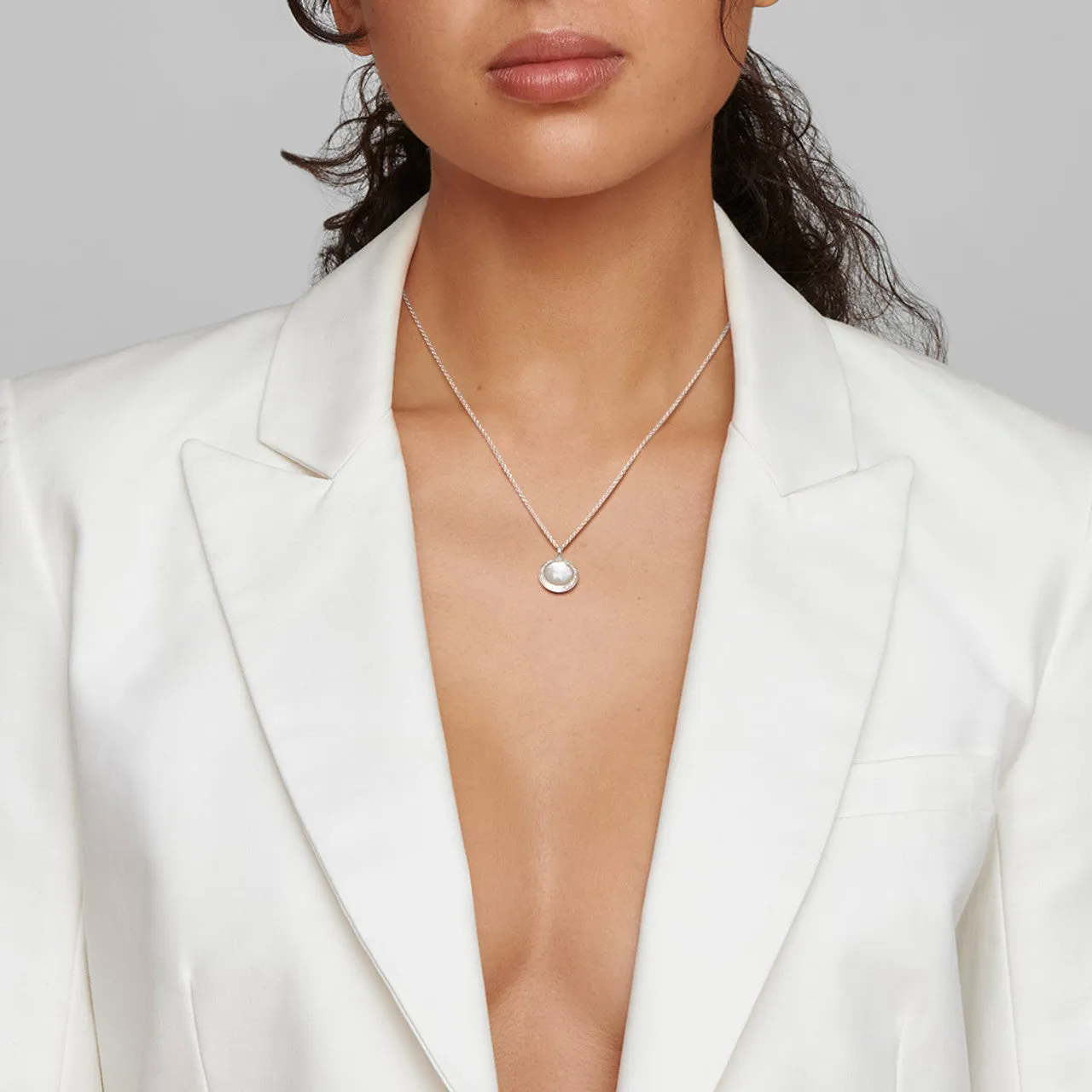 Mini Pendant Necklace in Sterling Silver with Diamonds