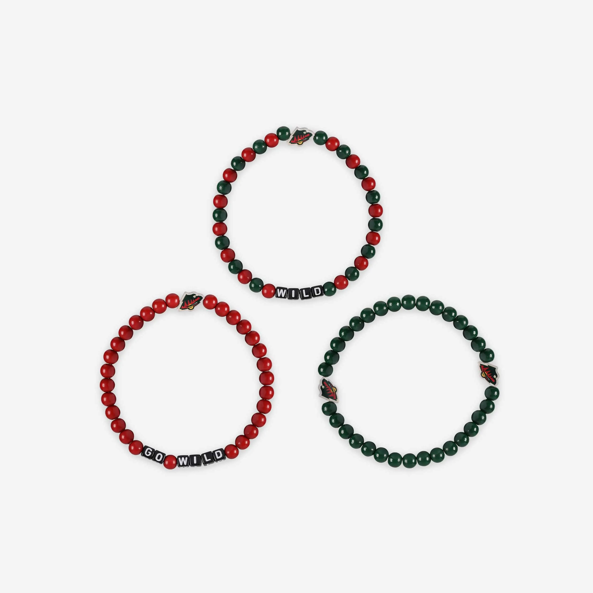 Minnesota Wild 3 Pack Beaded Friendship Bracelet