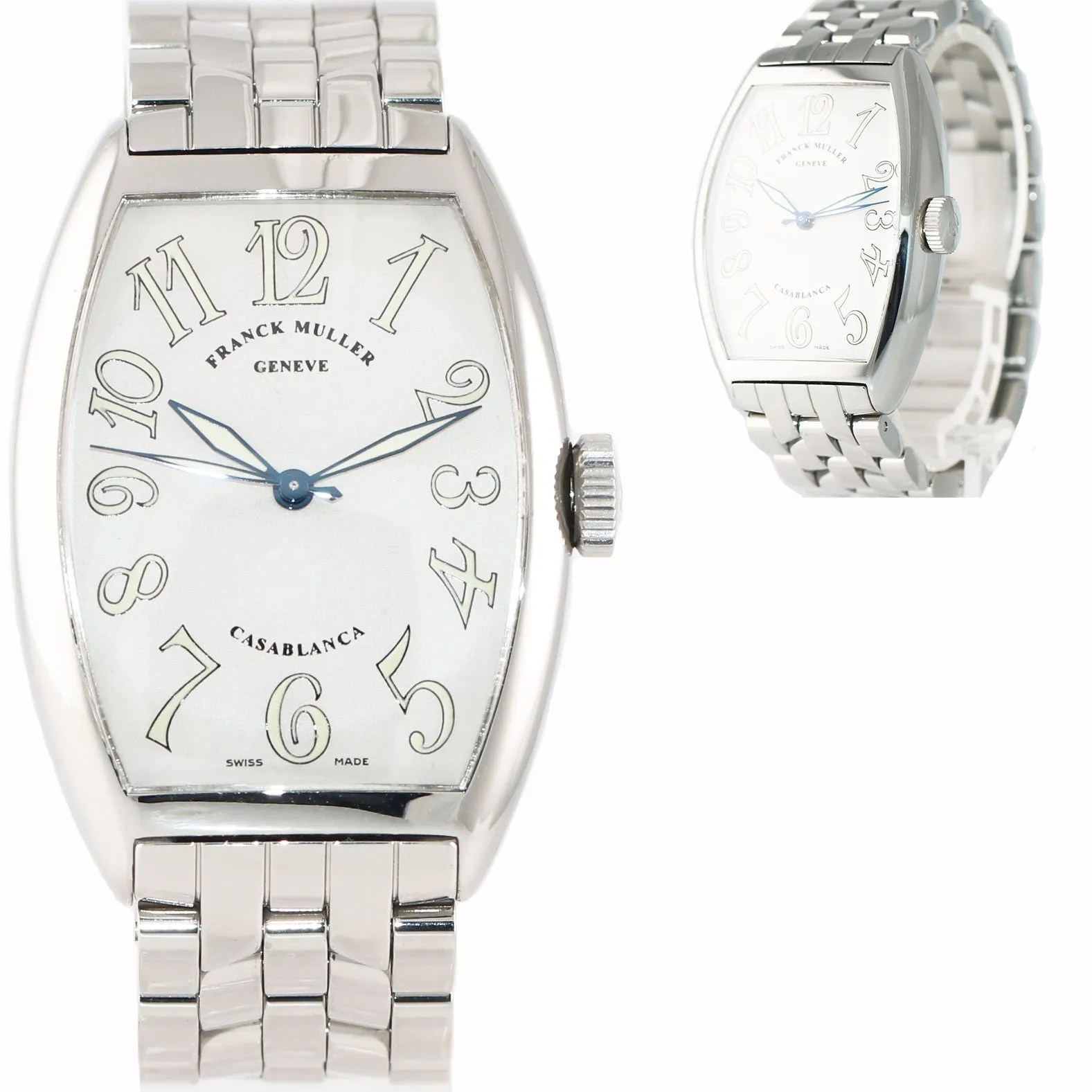 MINT Franck Muller Casablanca 5850 Stainless Steel Automatic Silver Arabic Watch