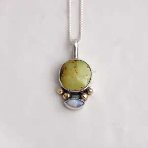 Mixed Metal Duo Charm ◇ Hubei Turquoise   Australian Opal