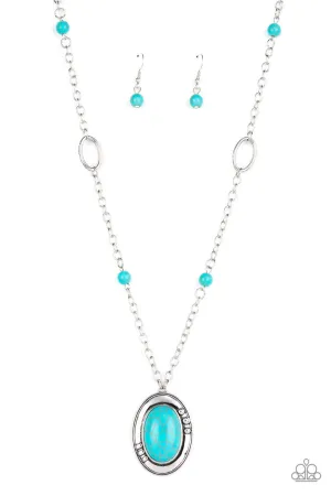 Mojave Meditation - Blue - Turquoise Stone Paparazzi Short Necklace