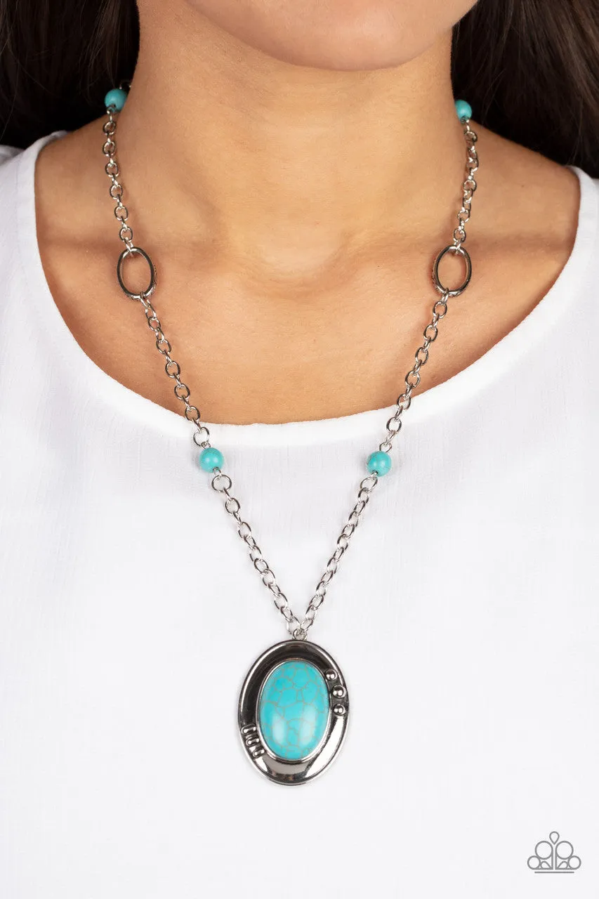 Mojave Meditation - Blue - Turquoise Stone Paparazzi Short Necklace