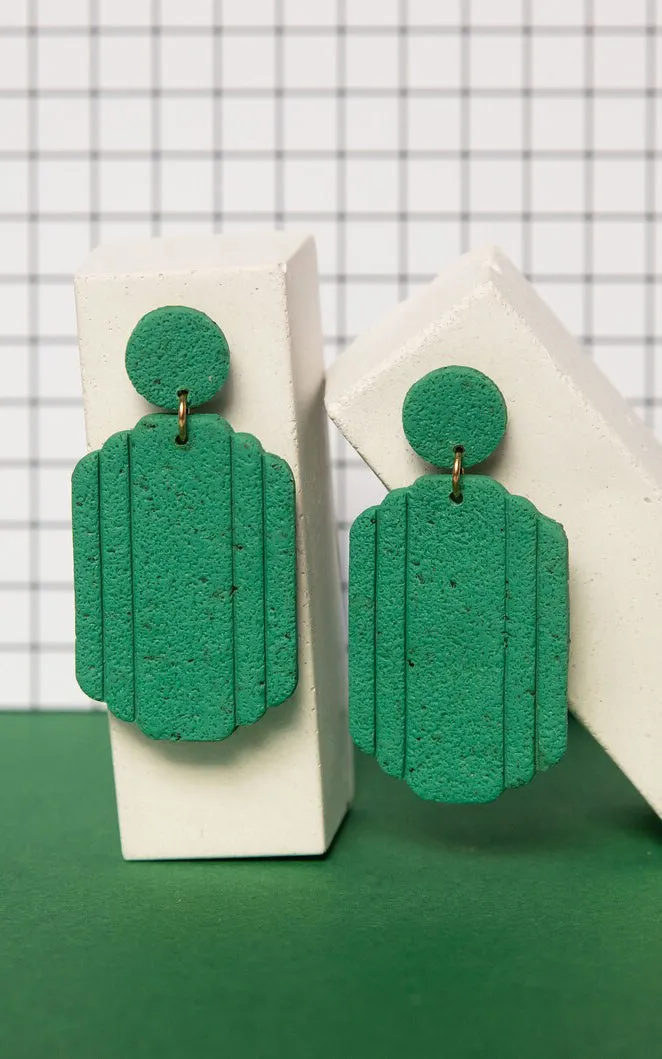Monomakery - Art Deco Earrings Green