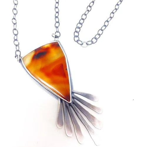 Montana Agate Feather Necklace