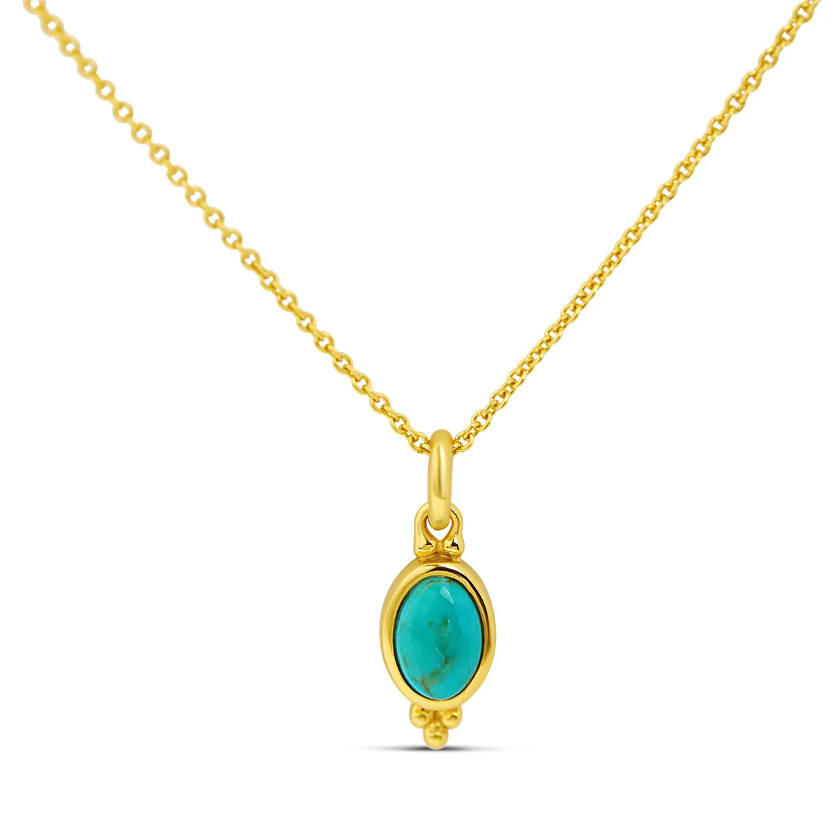 Moon Song Turquoise Neck Charm Gold