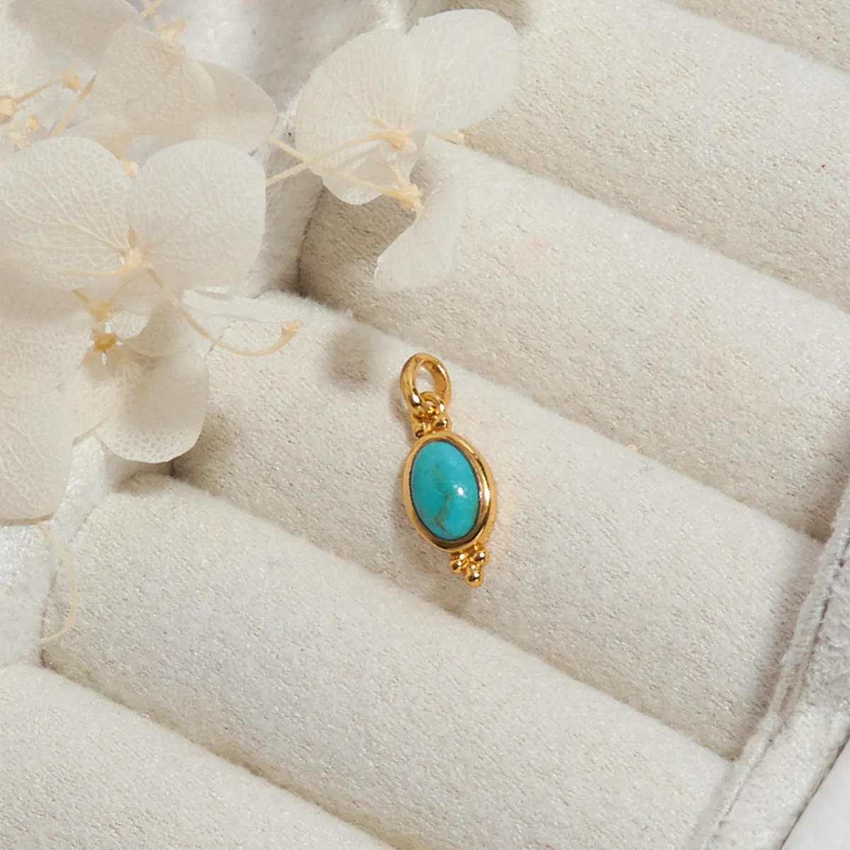 Moon Song Turquoise Neck Charm Gold