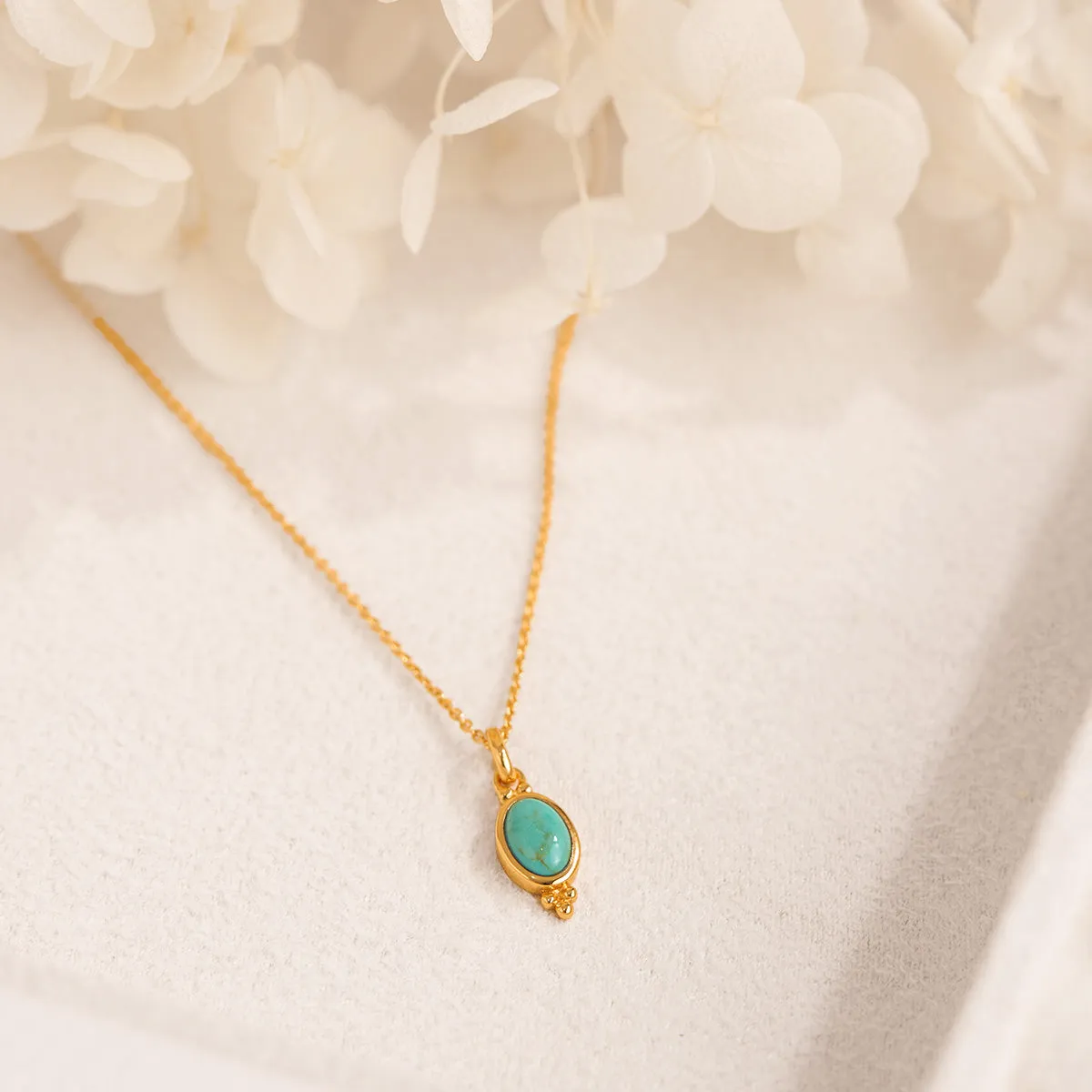 Moon Song Turquoise Neck Charm Gold