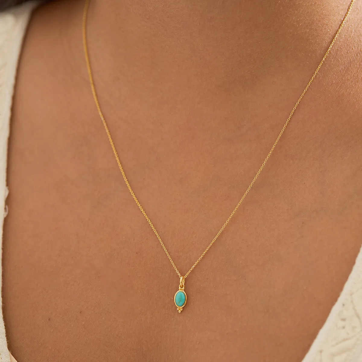 Moon Song Turquoise Neck Charm Gold