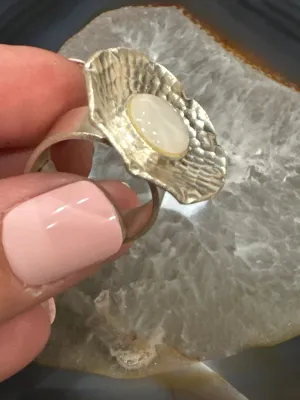 Moonstone FlowerAdjustable Ring