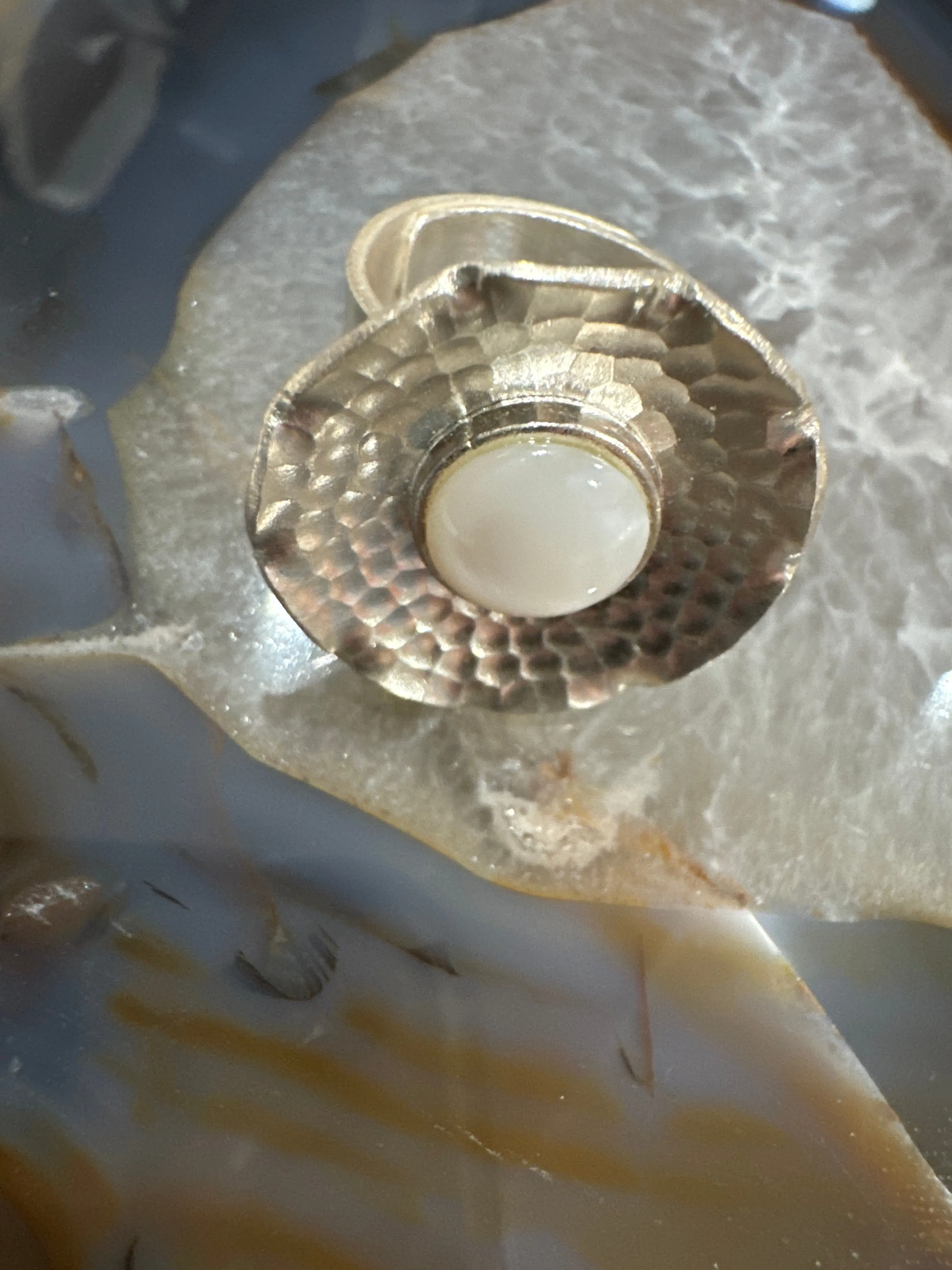 Moonstone FlowerAdjustable Ring