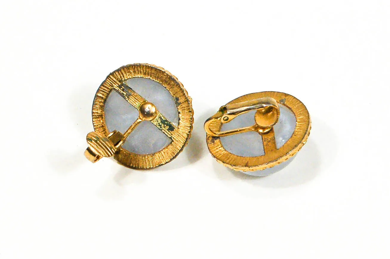 Moonstone Lucite Clip Earrings