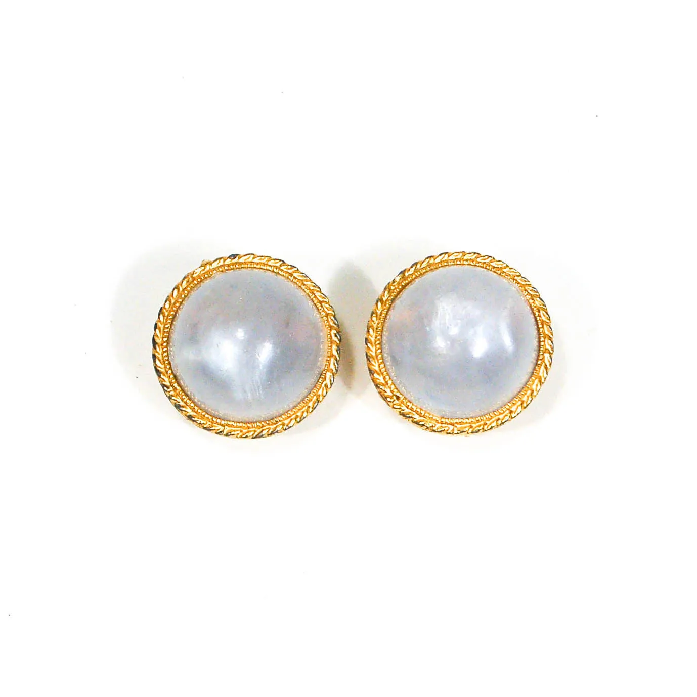 Moonstone Lucite Clip Earrings