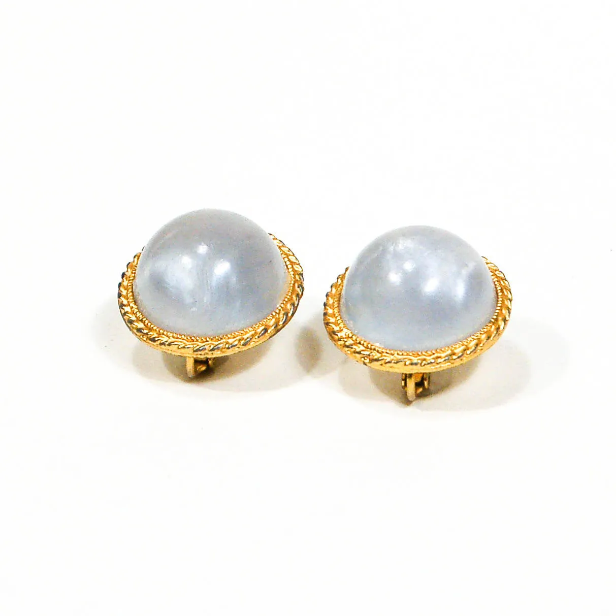 Moonstone Lucite Clip Earrings