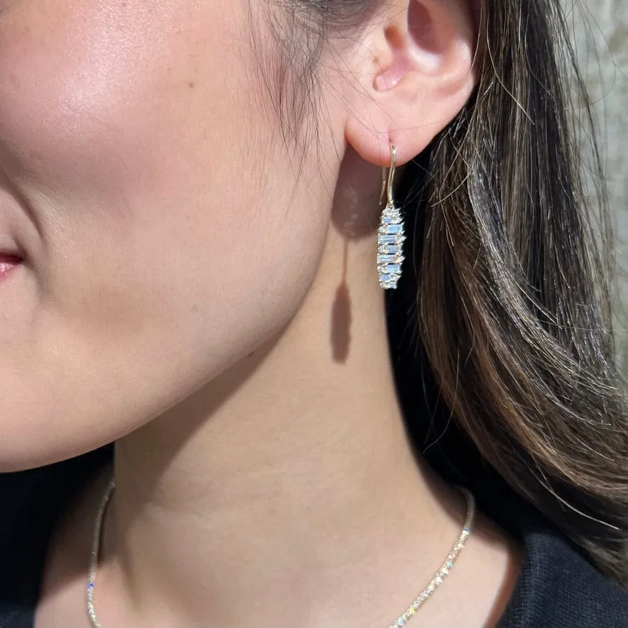 Mosaic Baguette Dangle Diamond Earrings