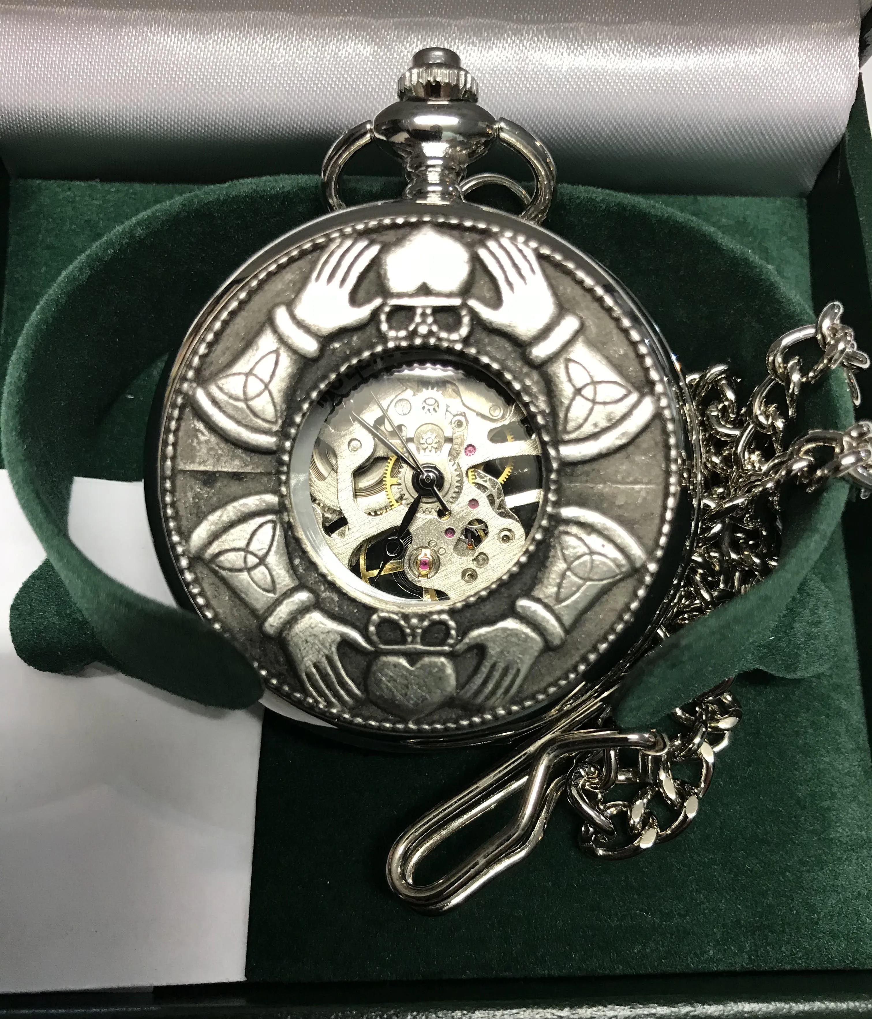 Mullingar Pewter Claddagh Mechanical Pocket Watch