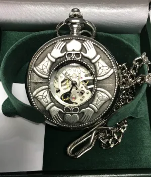 Mullingar Pewter Claddagh Mechanical Pocket Watch