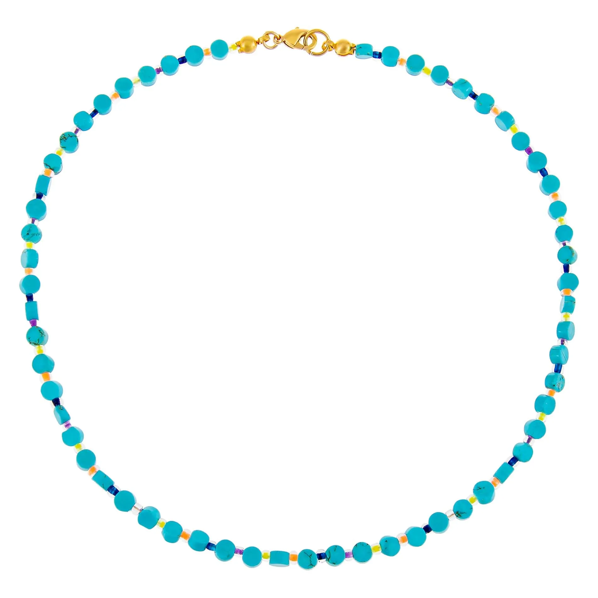 Multi Color X Turquoise Beaded Choker
