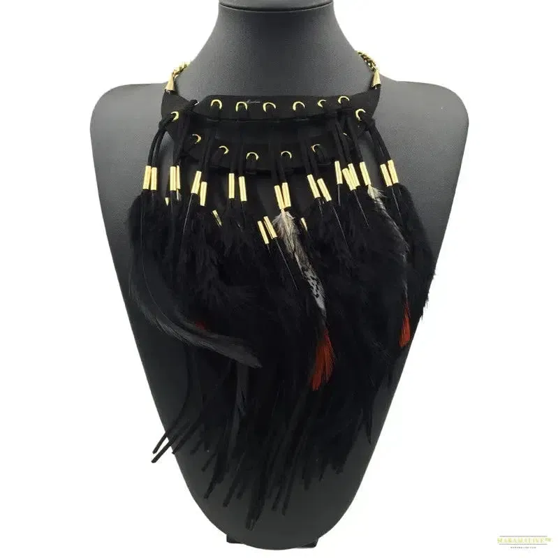 Multi-ethnic Elegant Fashion Statement Necklace 2023 New Latest Design Choker Feather Necklaces & Pendants Women Bijoux Jewelry