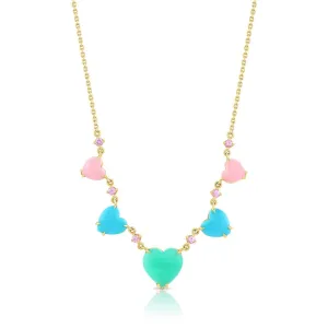 Multi Heart Lady Gemstone Necklace