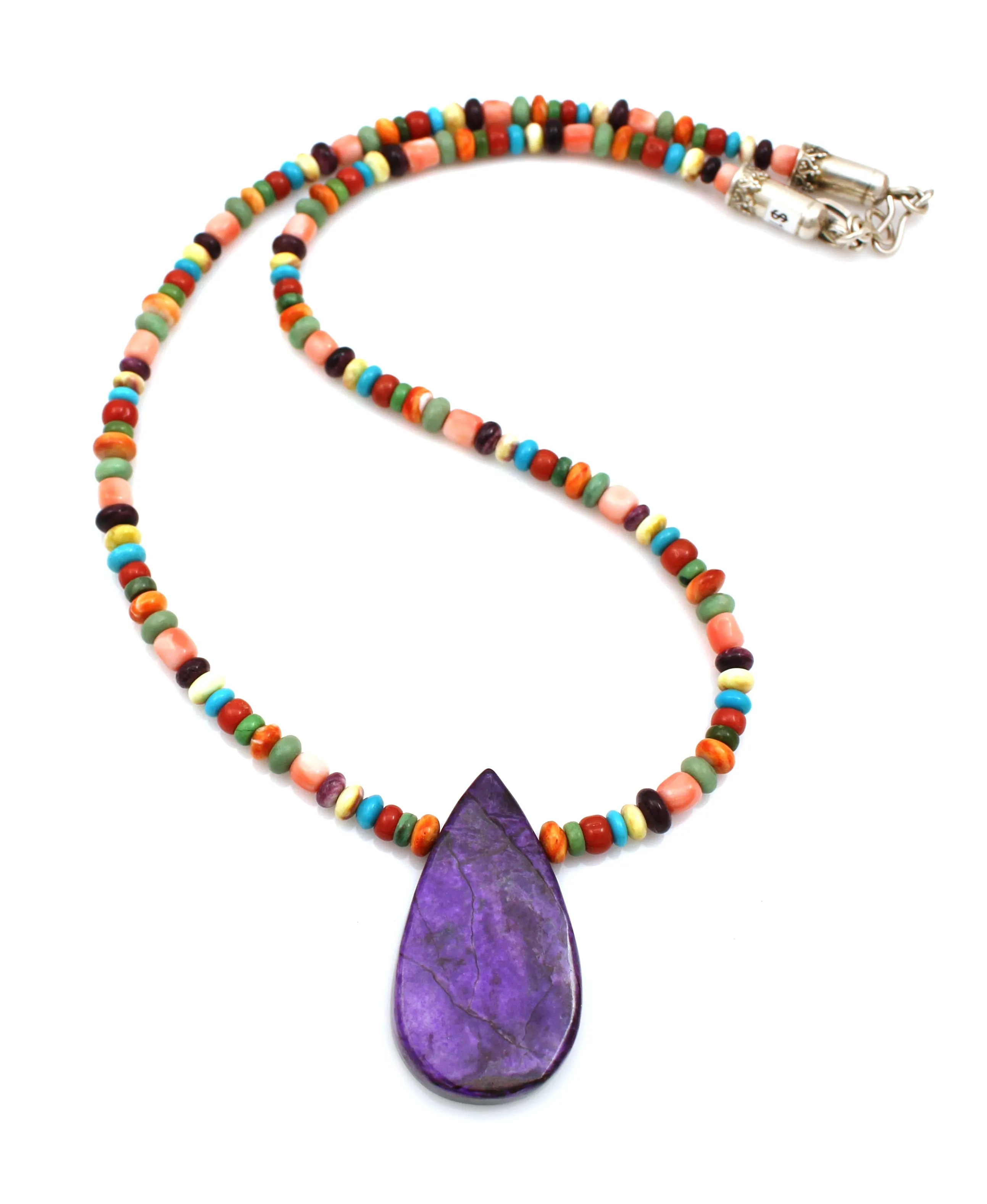 Multi Stone Necklace with Sugilite Teardrop