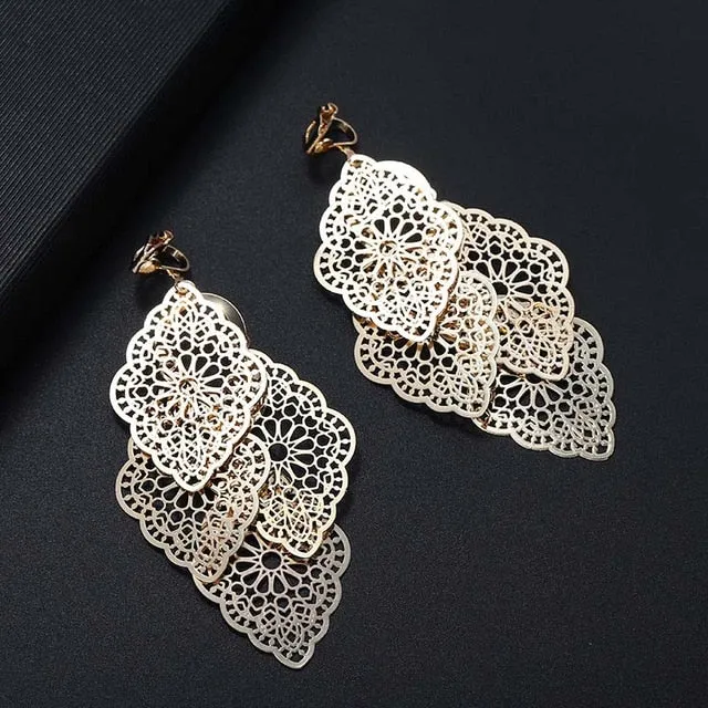 Multilayered Leaves Clip On Earrings