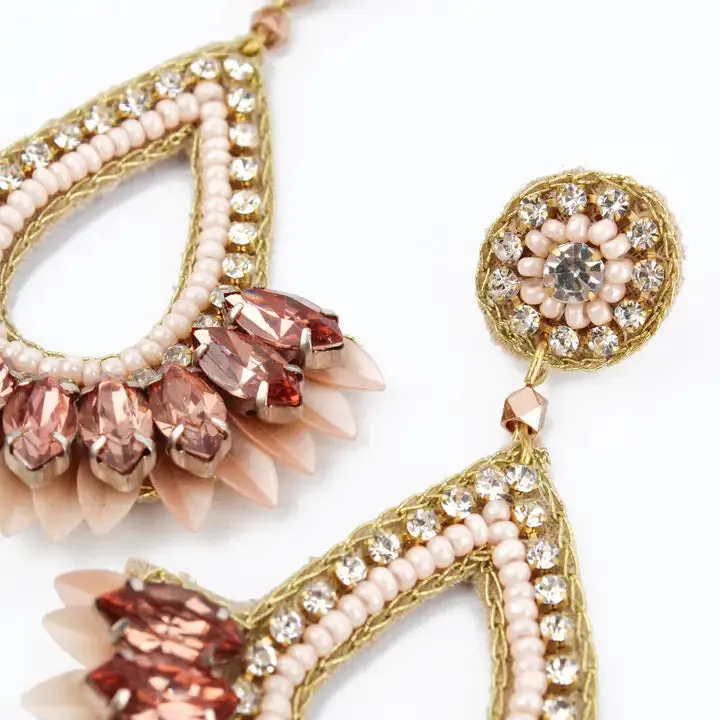 My Doris Peach Teardrop Art Deco Inspired Earrings
