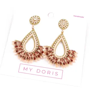 My Doris Peach Teardrop Art Deco Inspired Earrings
